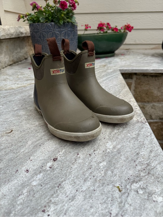 Men\'s Vintage Ankle Deck Boot - Olive with Tan Accents